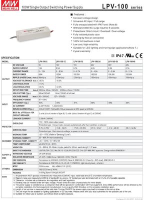가장 많이 팔린 미인웰 100W 24v 저전압 전원 공급 LPV-100-24 LED 네온 트랜스포머