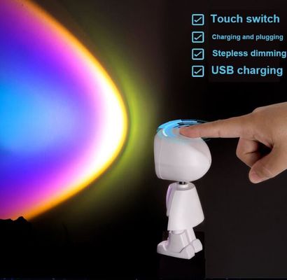 USB 충전 로봇 일몰 프로젝션 빛 거실 벽장 장식